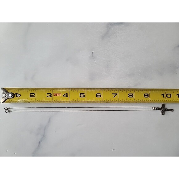 Italian 925 Sterling Silver Marcasite Cross Pendant Necklace Vintage, READ - Picture 9 of 10